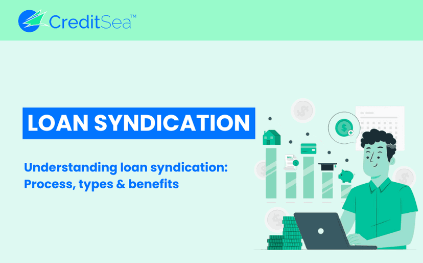 A group of bankers discussing loan syndication for a large project.